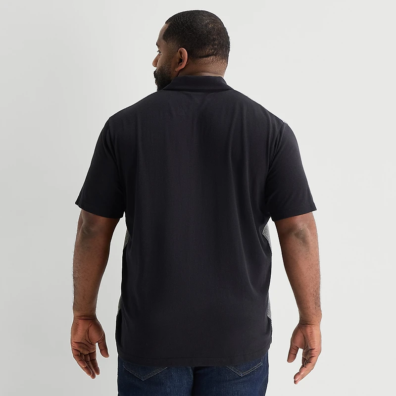 Shaquille O'Neal XLG™ Blocked Bowling Mens Short Sleeve Regular Fit Big and Tall Button-Down Shirt
