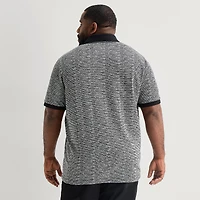Shaquille O'Neal XLG™ Jacquard Texture Big and Tall Mens Regular Fit Short Sleeve Polo Shirt