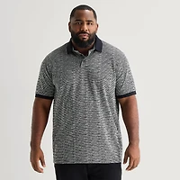 Shaquille O'Neal XLG™ Jacquard Texture Big and Tall Mens Regular Fit Short Sleeve Polo Shirt