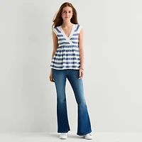 Arizona Womens Juniors Short Sleeve Babydoll Top
