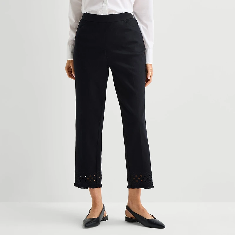 Alfred Dunner Detail Driven Womens Straight Ankle Pant