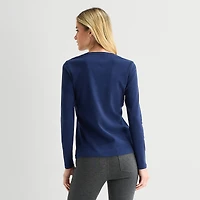 St. John's Bay Womens V Neck Long Sleeve T-Shirt