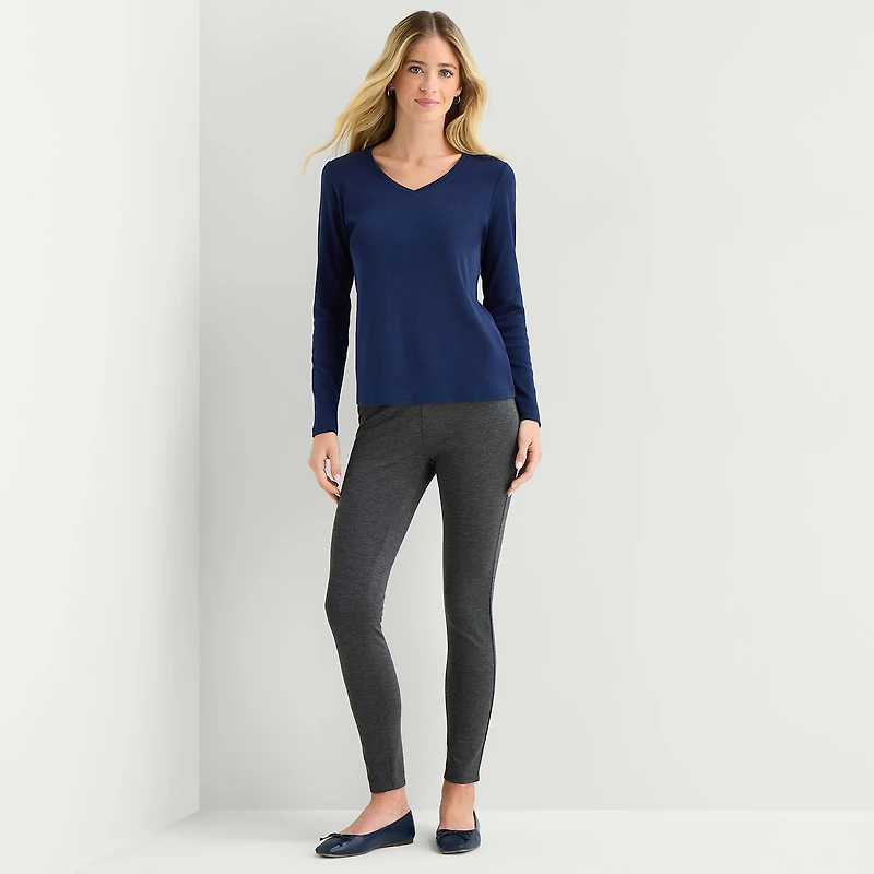 St. John's Bay Womens V Neck Long Sleeve T-Shirt