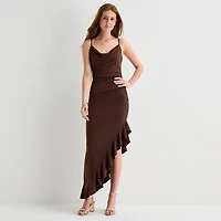 Emerald Sundae Womens Juniors Draped Neck Sleeveless Bodycon Dress