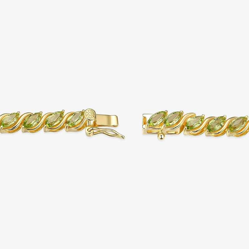 Womens Green Peridot 18K Gold Over Silver Tennis Necklace