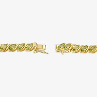 Womens Green Peridot 18K Gold Over Silver Tennis Necklace