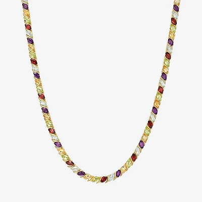 Womens Genuine Multi-Stone 18K Gold Over Silver Tennis Necklaces