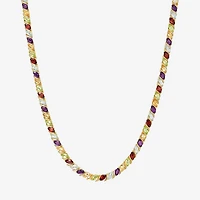Womens Genuine Multi-Stone 18K Gold Over Silver Tennis Necklaces