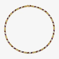 Womens Genuine Multi-Stone 18K Gold Over Silver Tennis Necklaces