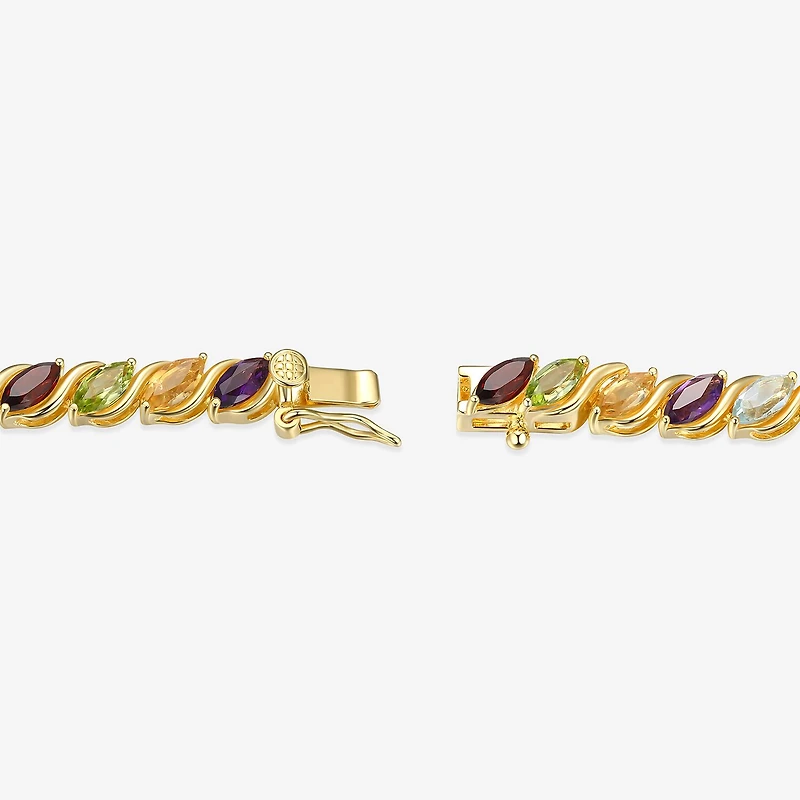 Womens Genuine Multi-Stone 18K Gold Over Silver Tennis Necklaces