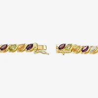 Womens Genuine Multi-Stone 18K Gold Over Silver Tennis Necklaces