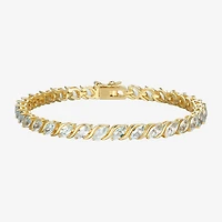 Womens Genuine Blue Topaz 18K Gold Over Silver Tennis Bracelet