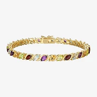 Genuine Mulit-Stone 18K Gold Over Silver Tennis Bracelet