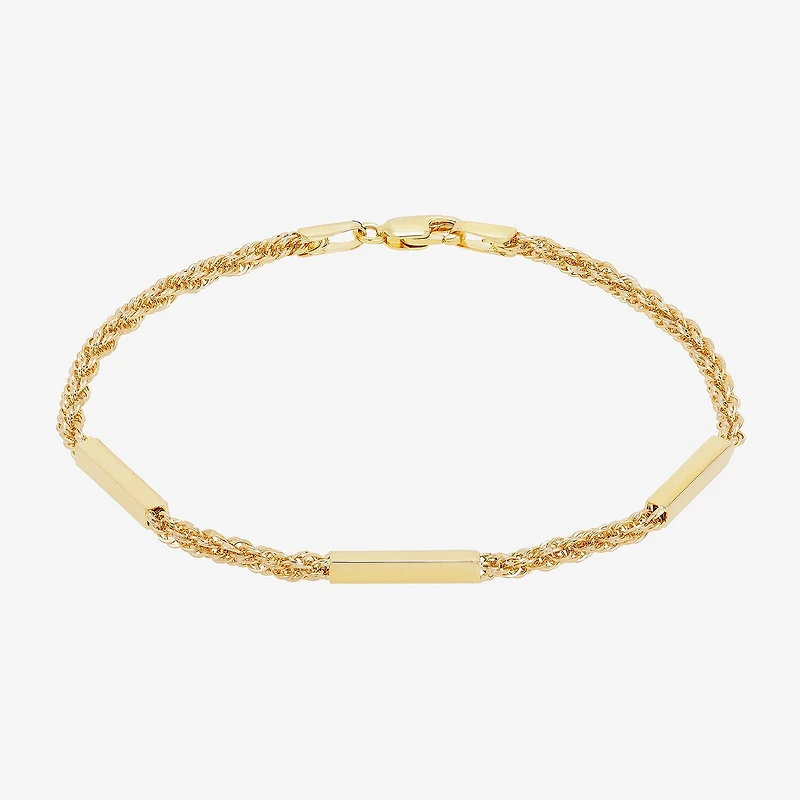 Made in Italy 10K Gold Hollow Bar Station Bracelet
