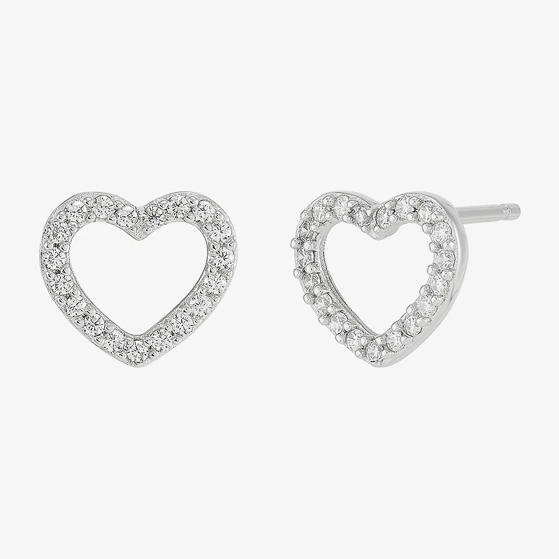 Diamonart Womens Cubic Zirconia Sterling Silver Heart 3 Pair Earring Set