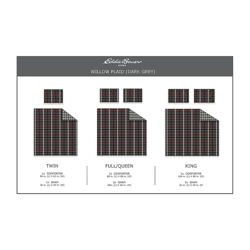 Eddie Bauer Willow Plaid Midweight Comforter Set