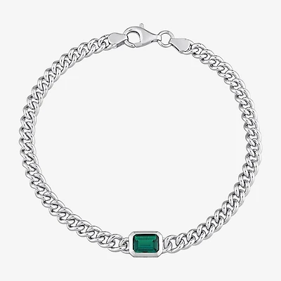Womens Sterling Silver 7.5 Inch Solid Curb Chain Bracelet