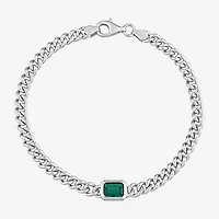 Womens Sterling Silver 7.5 Inch Solid Curb Chain Bracelet