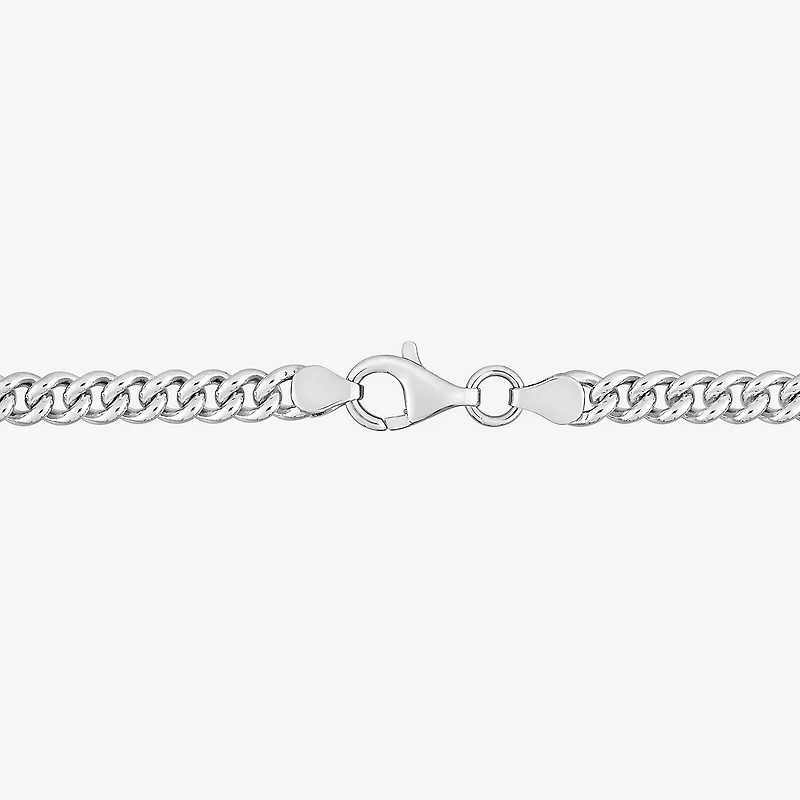 Womens Sterling Silver 7.5 Inch Solid Curb Chain Bracelet