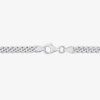 Womens Sterling Silver 7.5 Inch Solid Curb Chain Bracelet