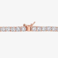 Womens White Sapphire 18K Rose Gold Over Silver 17 Inch Tennis Necklace
