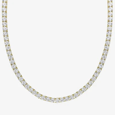Womens White Sapphire 18K Gold Over Silver 17 Inch Tennis Necklace