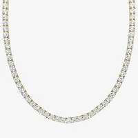 Womens White Sapphire 18K Gold Over Silver 17 Inch Tennis Necklace