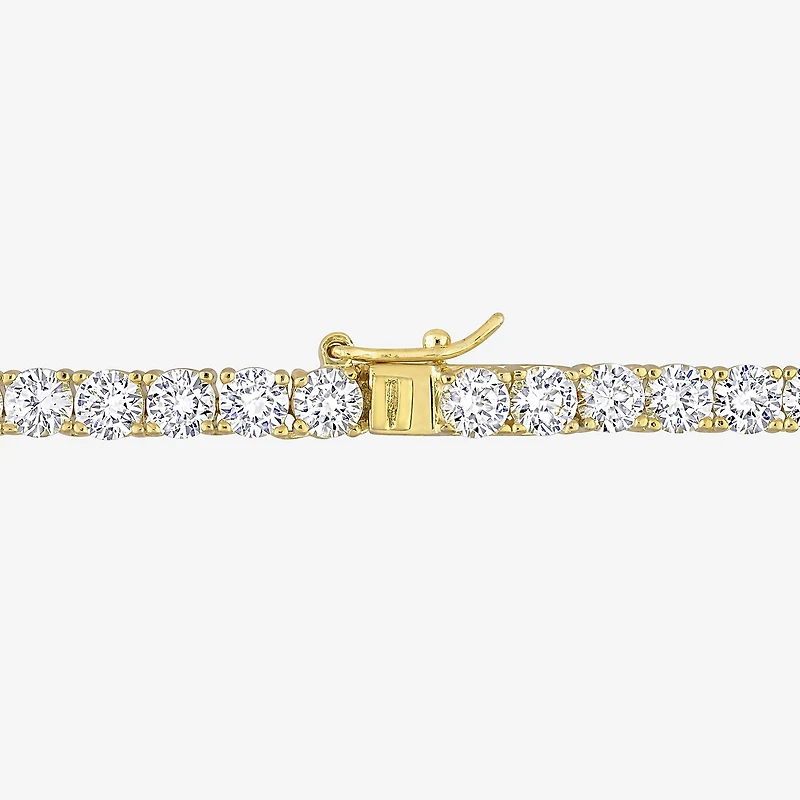 Womens White Sapphire 18K Gold Over Silver 17 Inch Tennis Necklace