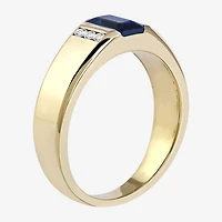 Mens Gemstone & 1/8 CT. T.W. Genuine Diamond 10K Gold Fashion Ring