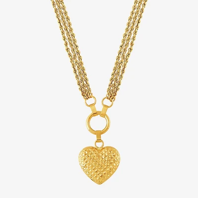 Womens 10K Gold Heart 17 Inch Pendant Necklace