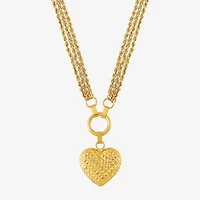 Womens 10K Gold Heart 17 Inch Pendant Necklace