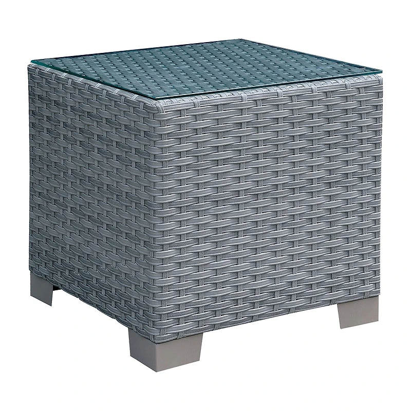 Furniture of America™ Zurcher Glass Top Weather Resistant Side Table