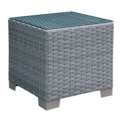 Furniture of America™ Zurcher Glass Top Weather Resistant Side Table