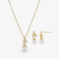 Sparkle Allure Womens Simulated Pearl 14K Gold Over Brass 2-pc. Jewelry Set