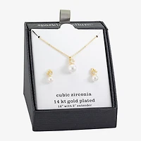 Sparkle Allure Womens Simulated Pearl 14K Gold Over Brass 2-pc. Jewelry Set