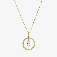 Sparkle Allure Womens Cubic Zirconia 14K Gold Over Brass Round 16 Inch Pendant Necklace