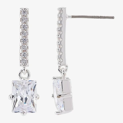 Sparkle Allure Womens Cubic Zirconia Pure Silver Over Brass Bar Drop Earrings