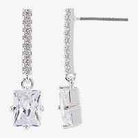 Sparkle Allure Womens Cubic Zirconia Pure Silver Over Brass Bar Drop Earrings