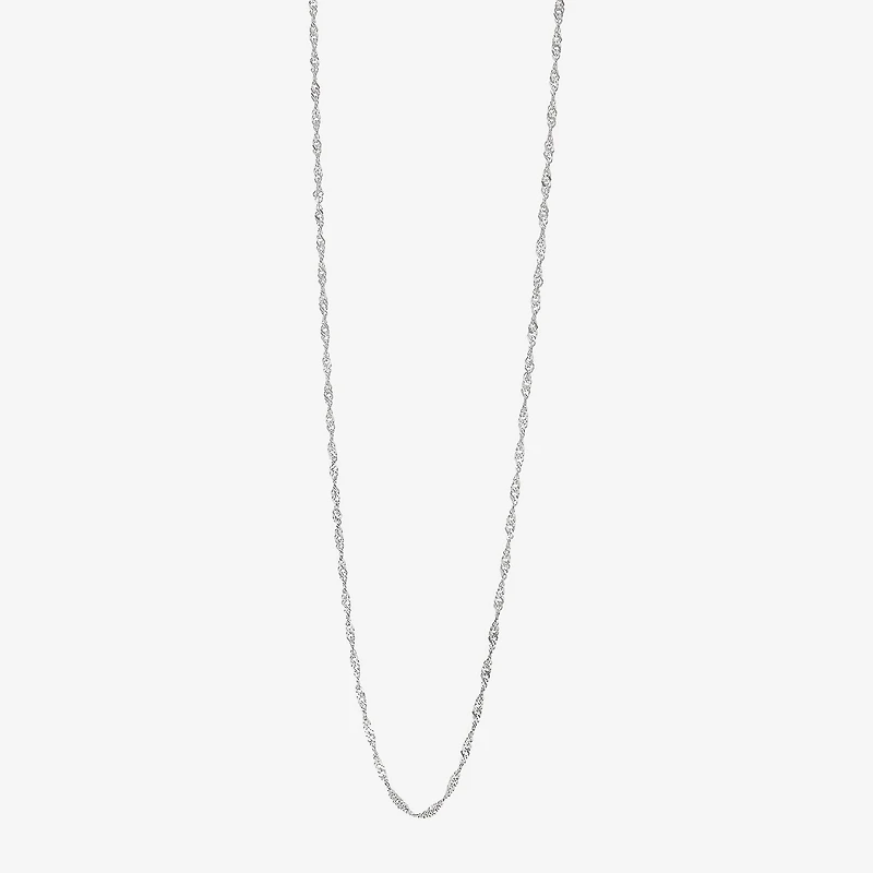 14K White Gold 20" Sparkle Singapore Chain Necklace