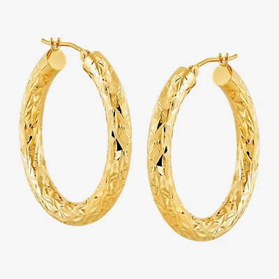 14K Yellow Gold Crystal-Cut Hoop Earrings
