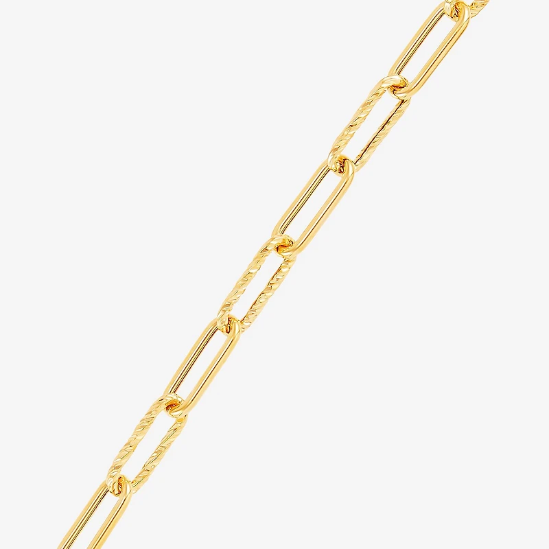 Gold Addiction Womens 14K Gold 8 Inch Hollow Paperclip Chain Bracelet