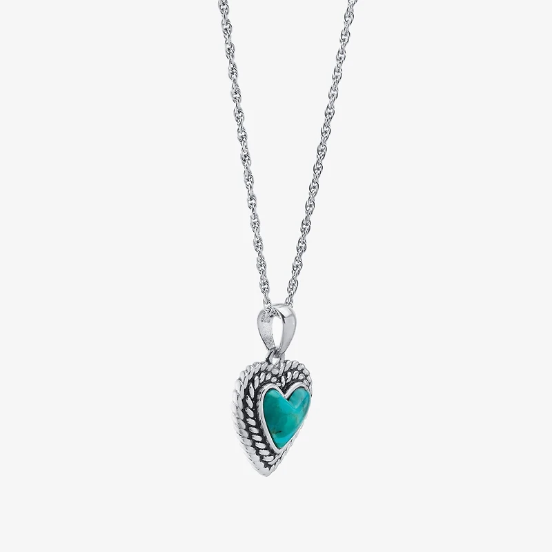 Womens Enhanced Blue Turquoise Sterling Silver Heart 2-pc. Jewelry Set