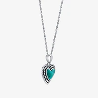 Womens Enhanced Blue Turquoise Sterling Silver Heart 2-pc. Jewelry Set