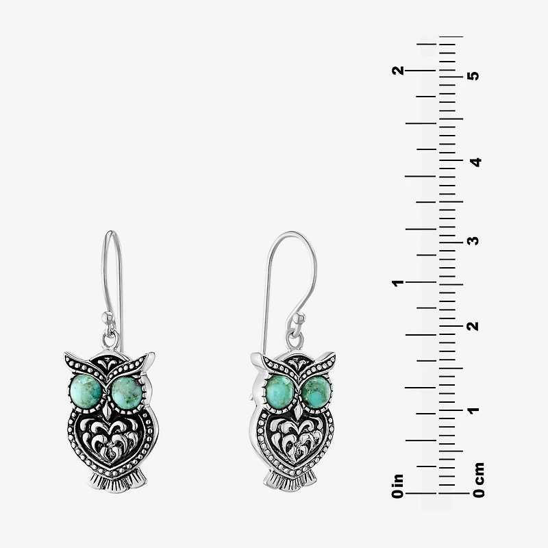 Womens Enhanced Blue Turquoise Sterling Silver Drop Earrings