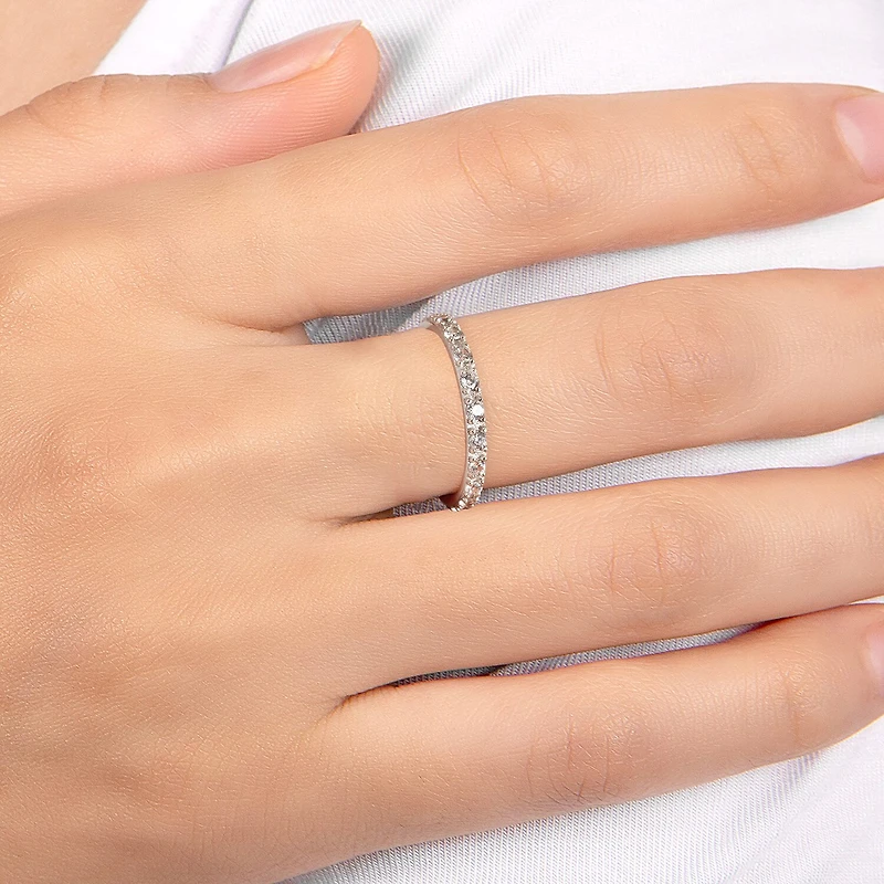 Womens 21.5MM Cubic Zirconia Sterling Silver Band