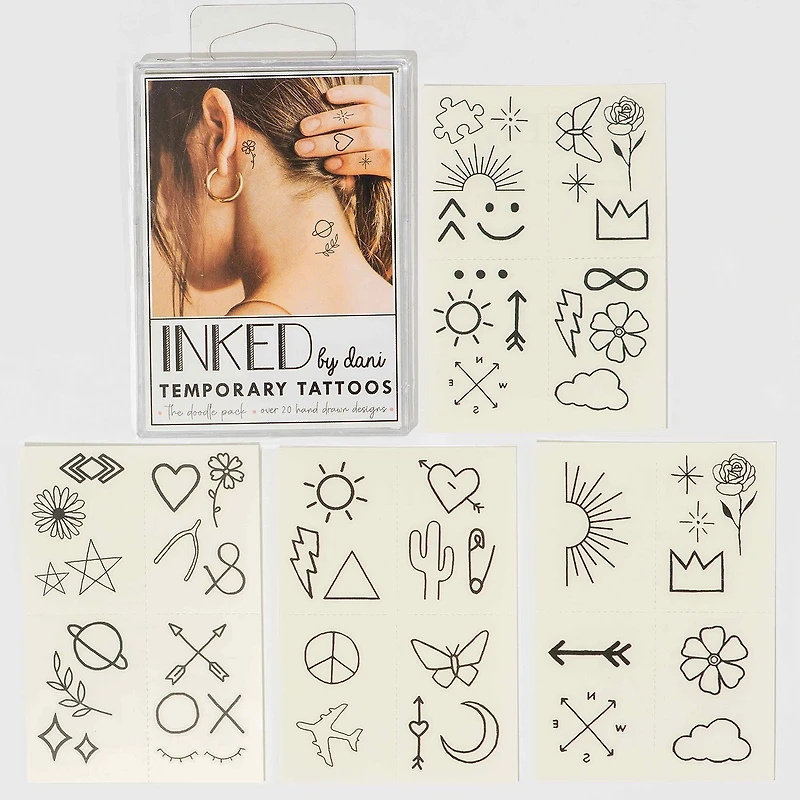 Inked By Dani Doodle Temporary Tattoo Pack