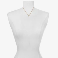 Bijoux Bar Delicates Gold Tone Womens Glass Cross 16 Inch Pendant Necklace