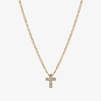 Bijoux Bar Delicates Gold Tone Womens Glass Cross 16 Inch Pendant Necklace