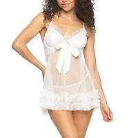 Jezebel Veil Tulle Ruffle Babydoll Set -999554