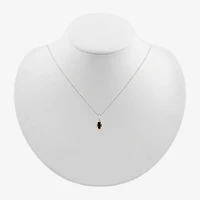 Womens Genuine Black Onyx 10K Gold Sterling Silver 18 Inch Pendant Necklace